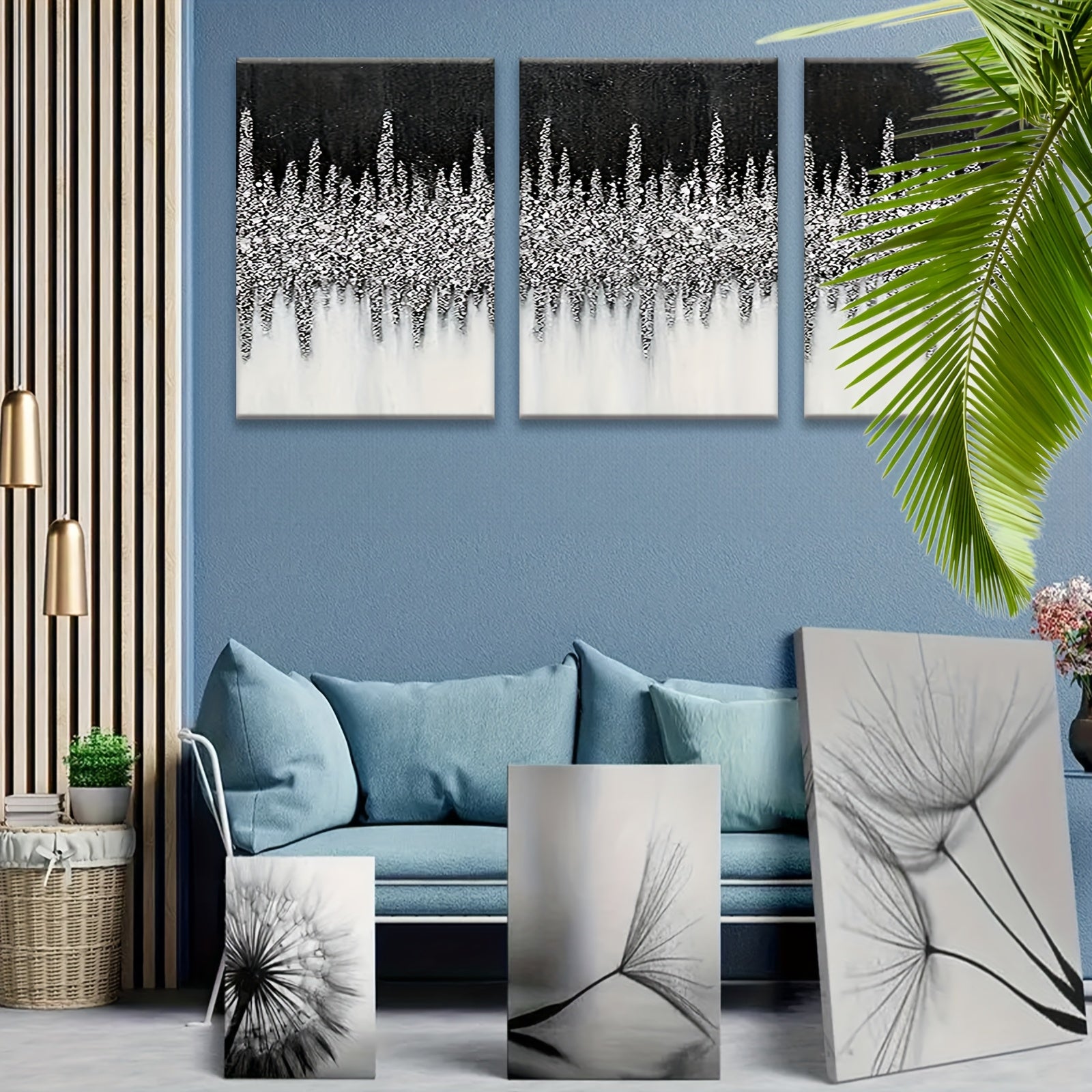 Shop our 3-piece silver texture framed canvas wall art set with gold & black fashion silhouettes. Multiple sizes available for bedroom, living room, bathroom or event décor.