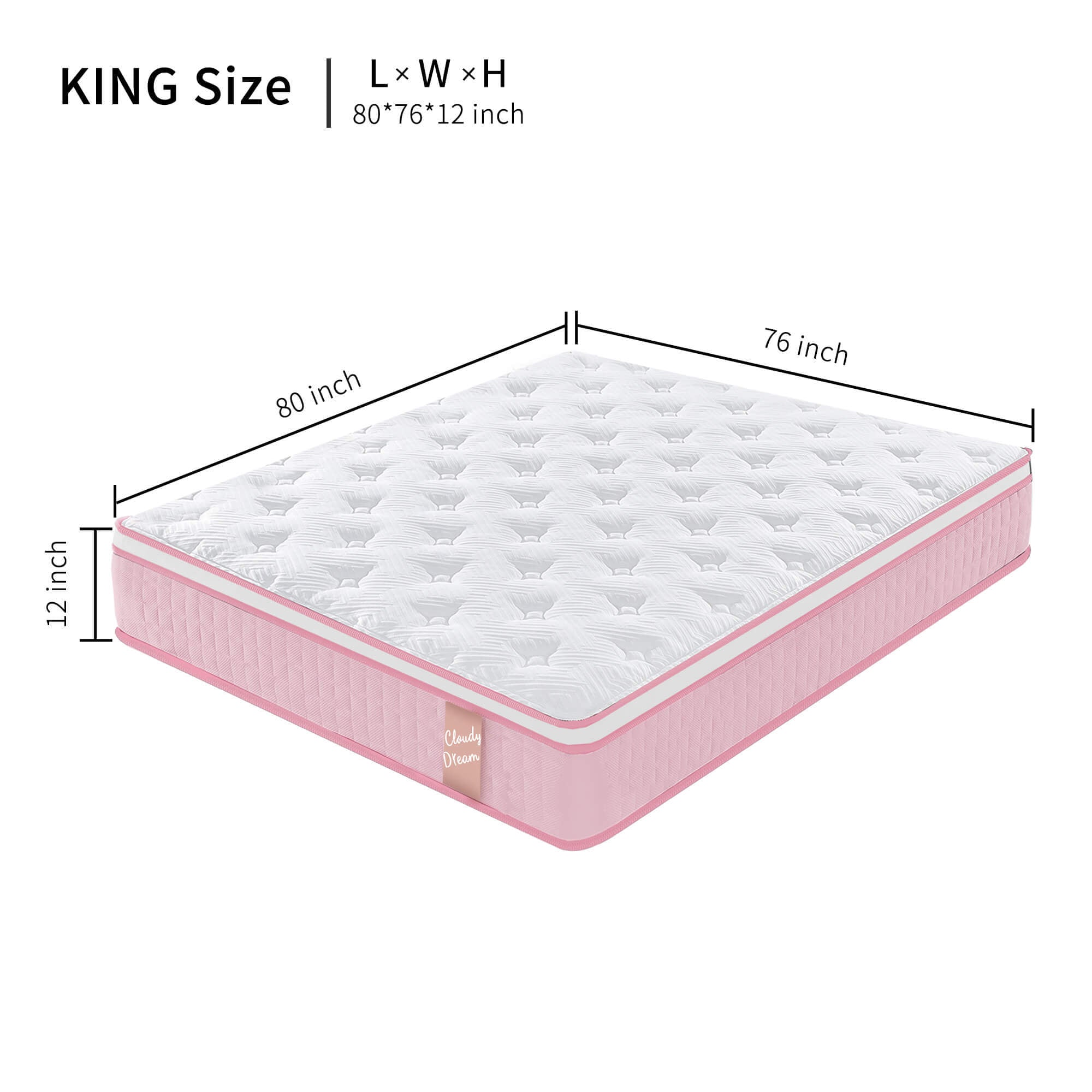 12 Inch Hybrid Mattress Individual Pocket Spring Memory Foam Cool Knitted Cover CertiPUR-US