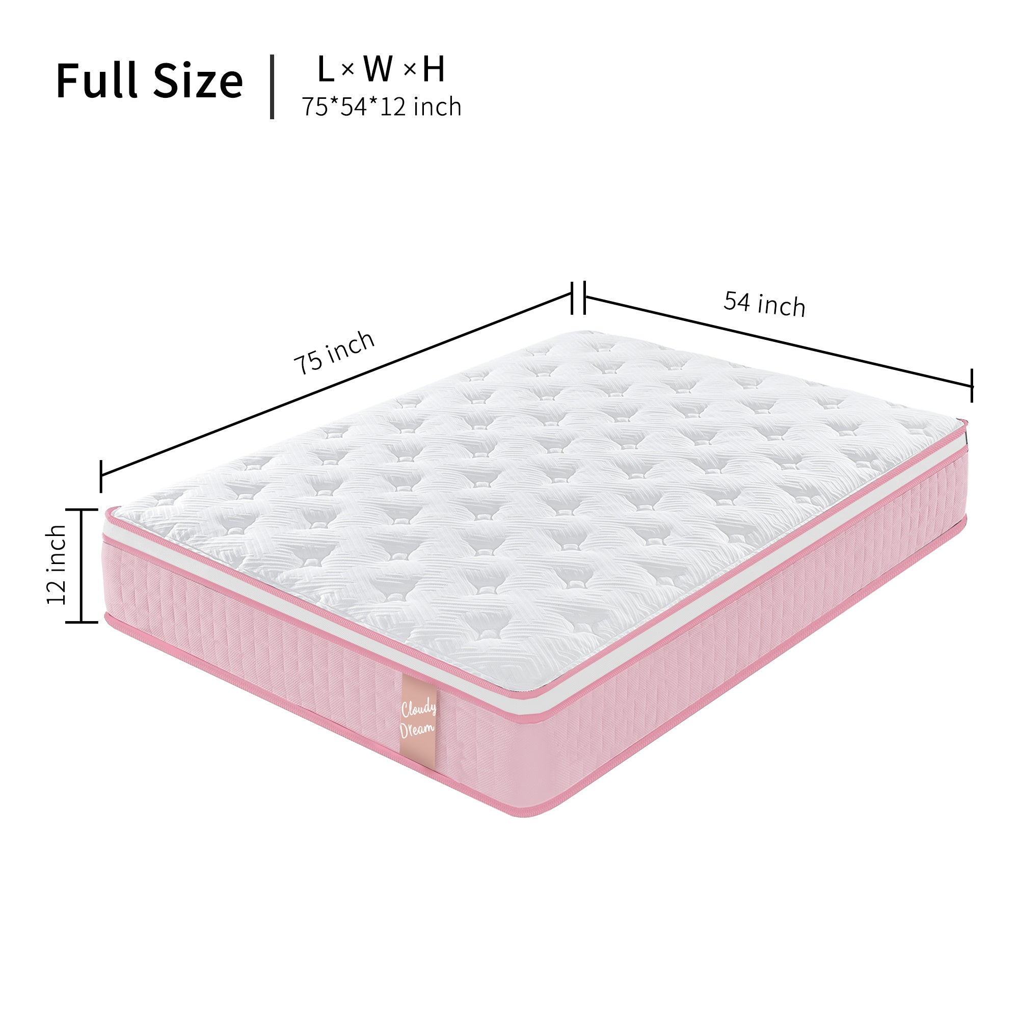 12 Inch Hybrid Mattress Individual Pocket Spring Memory Foam Cool Knitted Cover CertiPUR-US
