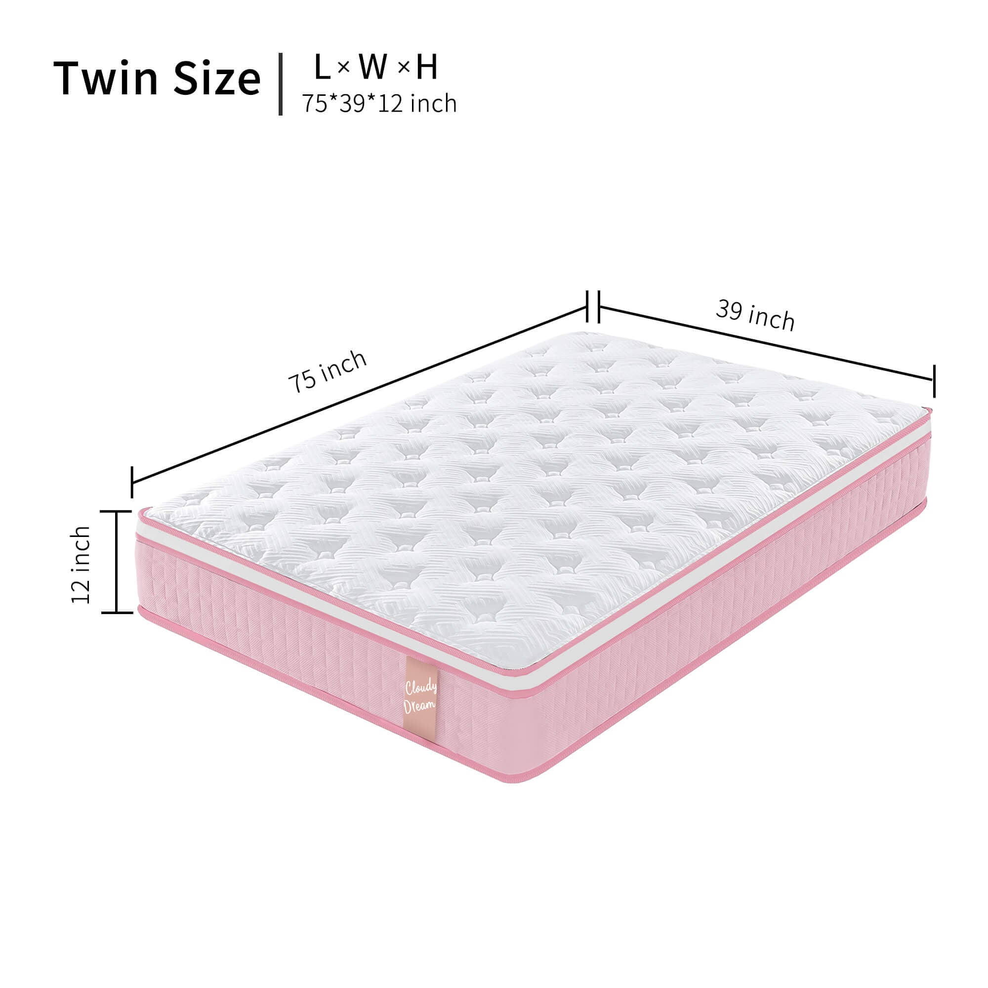 12 Inch Hybrid Mattress Individual Pocket Spring Memory Foam Cool Knitted Cover CertiPUR-US