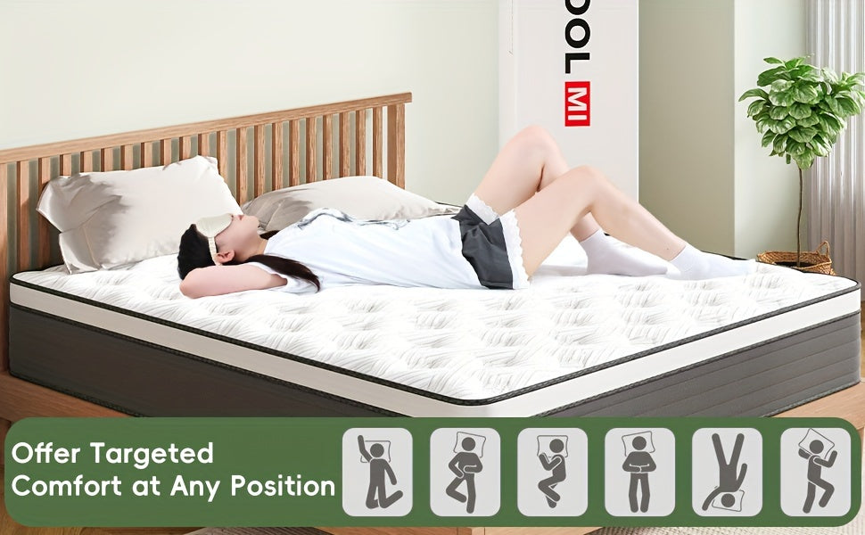 12-Inch Hybrid Mattress in a Box – Twin, Full, Queen, King – Memory Foam & Individually Pocketed Springs for Motion Isolation