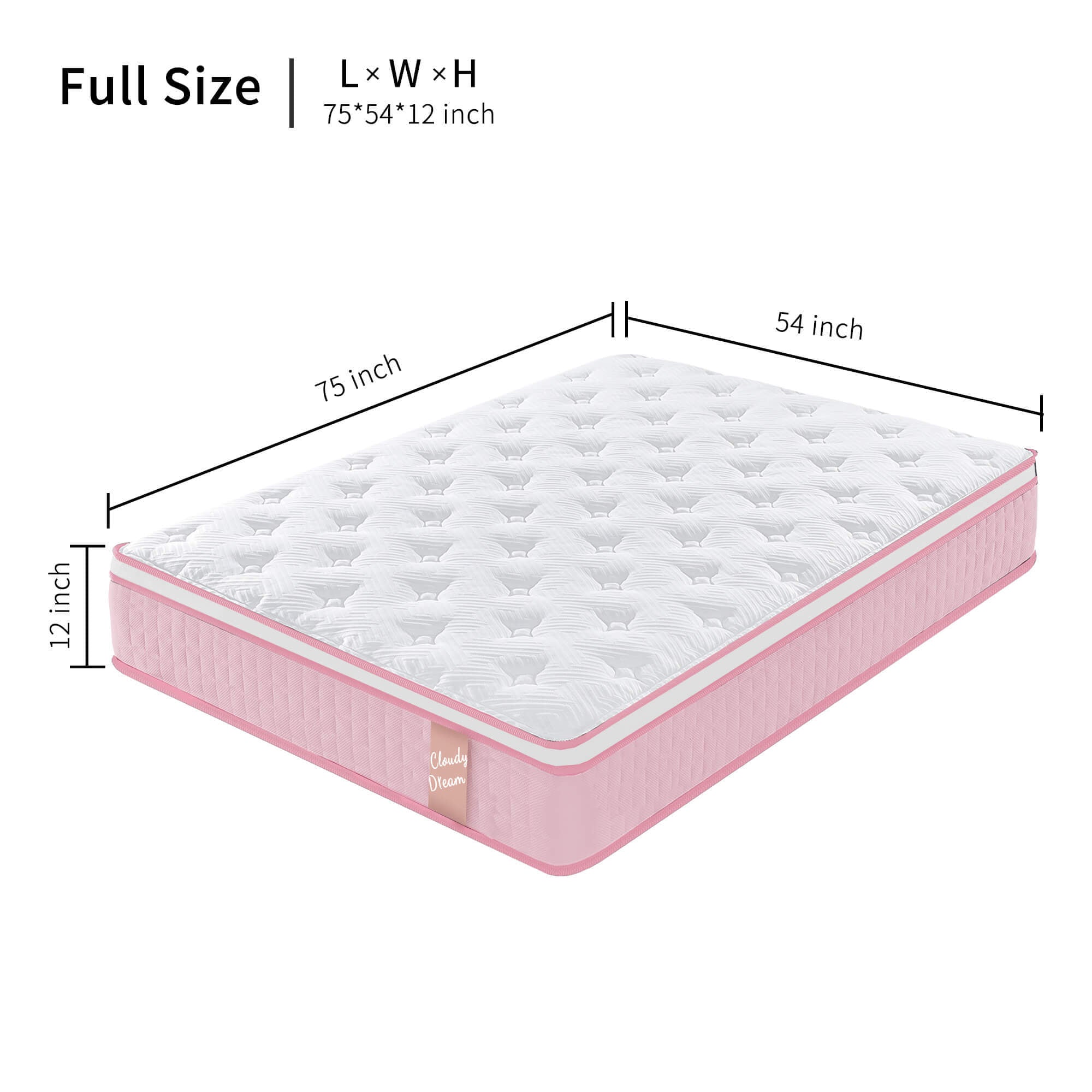 12 Inch Hybrid Mattress Individual Pocket Spring Memory Foam Cool Knitted Cover CertiPUR-US