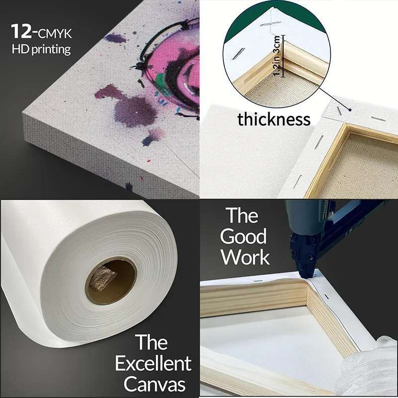 1 Piece Beautiful Room Decoration Wood Frame Wall Art Canvas Print (Flat) – Modern Fashion Style Abstract Irregular Shape Combination, Creative Gift Choice for Living Room, Bedroom, Office, Bar, Café, Hotel