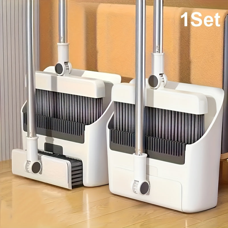 3-in-1 Foldable Broom & Dustpan Combo Set with Floor Brush – Space-Saving Cleaning System for Home, Office, Kitchen, Bathroom, Hard Floors – Ideal for Apartments & Dorms