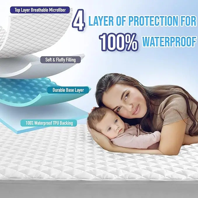 Luxury Waterproof Bamboo Mattress Protector – Antibacterial, Breathable & Hypoallergenic Bed Cover