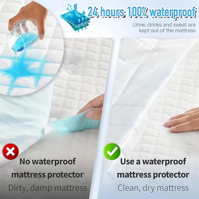 Luxury Waterproof Bamboo Mattress Protector – Antibacterial, Breathable & Hypoallergenic Bed Cover