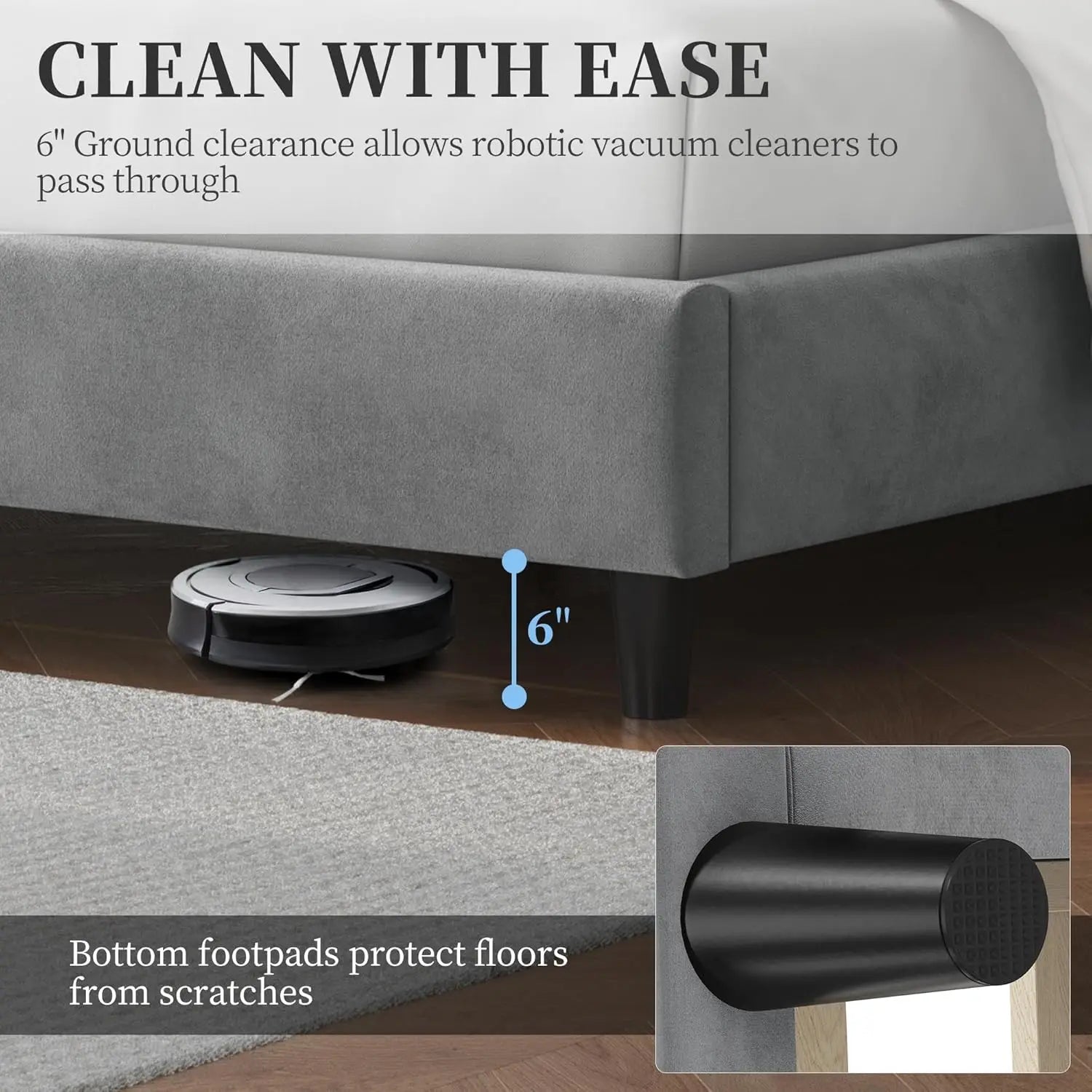 Modern Queen Upholstered Platform Bed Frame with Wingback Tufted Headboard, Wooden Slat Support & No Box Spring Needed