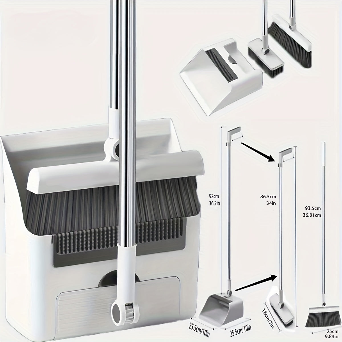 3-in-1 Foldable Broom & Dustpan Combo Set with Floor Brush – Space-Saving Cleaning System for Home, Office, Kitchen, Bathroom, Hard Floors – Ideal for Apartments & Dorms