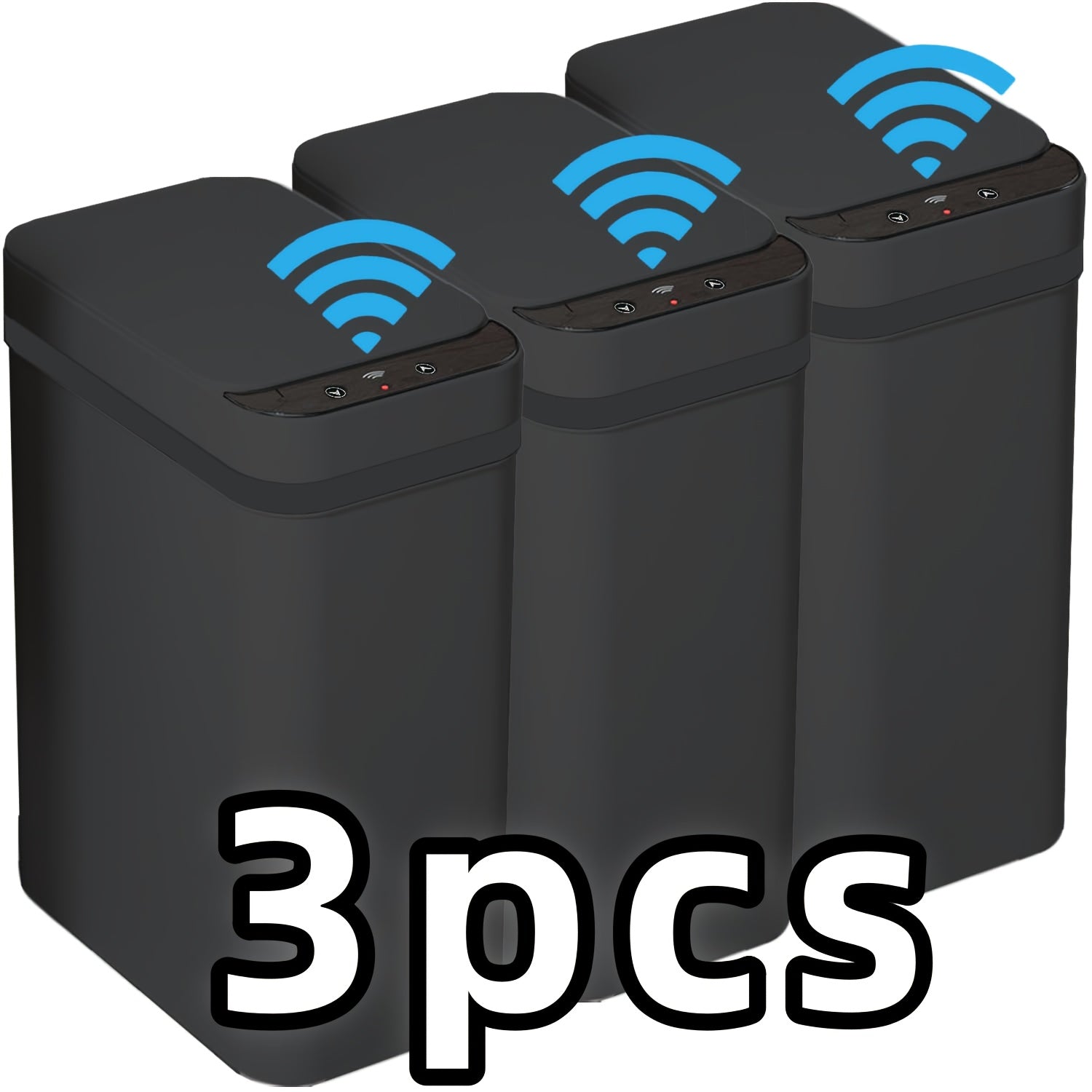 3-Pack Touchless Smart Trash Cans – Motion Sensor with 3 Modes, Battery Powered (2 AA Not Included), Slim Electric Lidded Bins for Bathroom, Bedroom, Office & Living Room