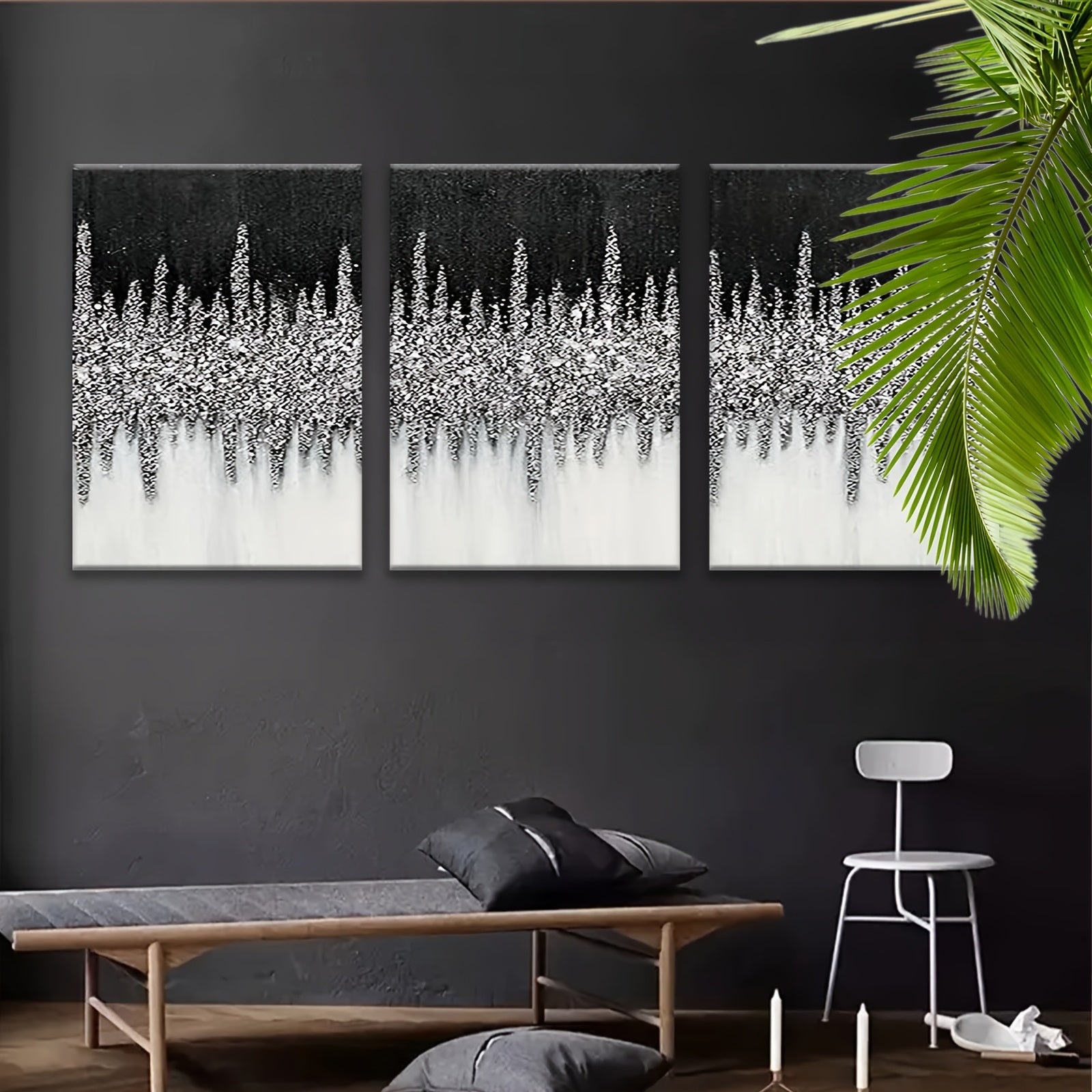 Shop our 3-piece silver texture framed canvas wall art set with gold & black fashion silhouettes. Multiple sizes available for bedroom, living room, bathroom or event décor.