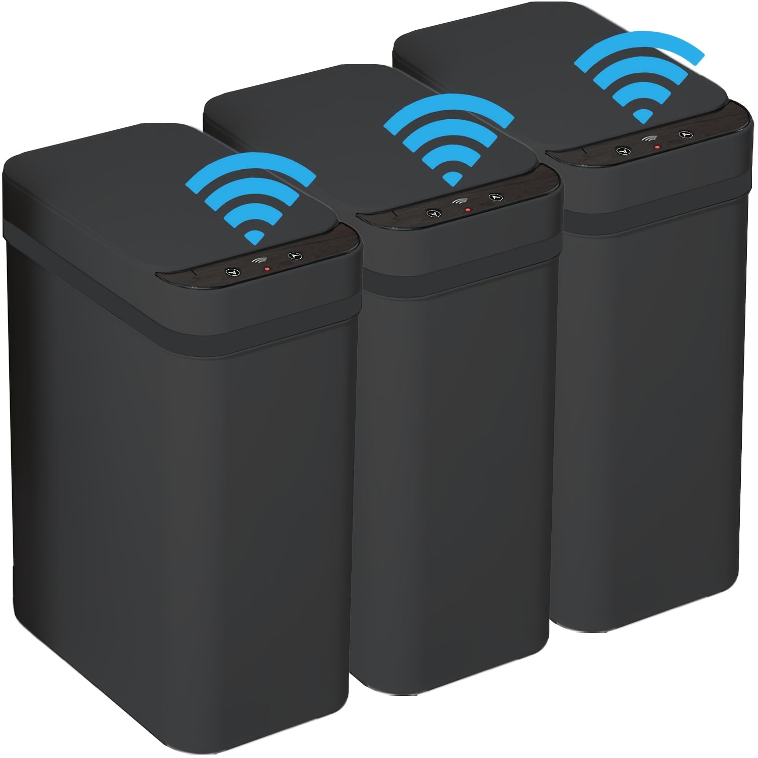 3-Pack Touchless Smart Trash Cans – Motion Sensor with 3 Modes, Battery Powered (2 AA Not Included), Slim Electric Lidded Bins for Bathroom, Bedroom, Office & Living Room