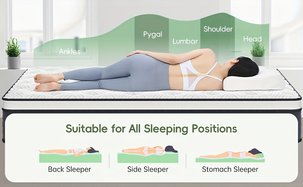 12-Inch Hybrid Mattress in a Box – Twin, Full, Queen, King – Memory Foam & Individually Pocketed Springs for Motion Isolation